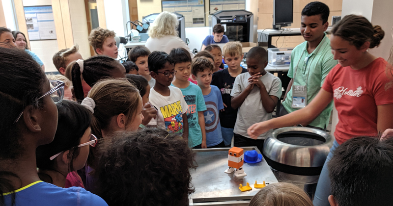 students learning about robots