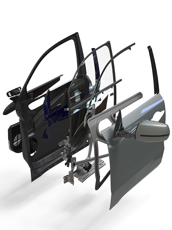 Rendering of the layers of an automotive door