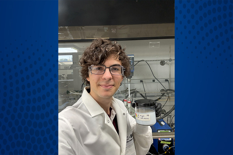 Chemical engineering master's student Max Curello earned a job offer from BASF following a summer internship focused on surfactant impacts in polymer formulations.